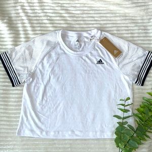 NWT Adidas Aeroready Striped Sleeve Crop Sz M